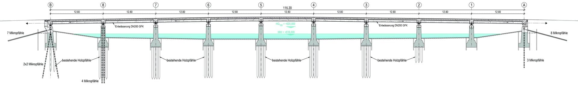 Längsschnitt der Brücke