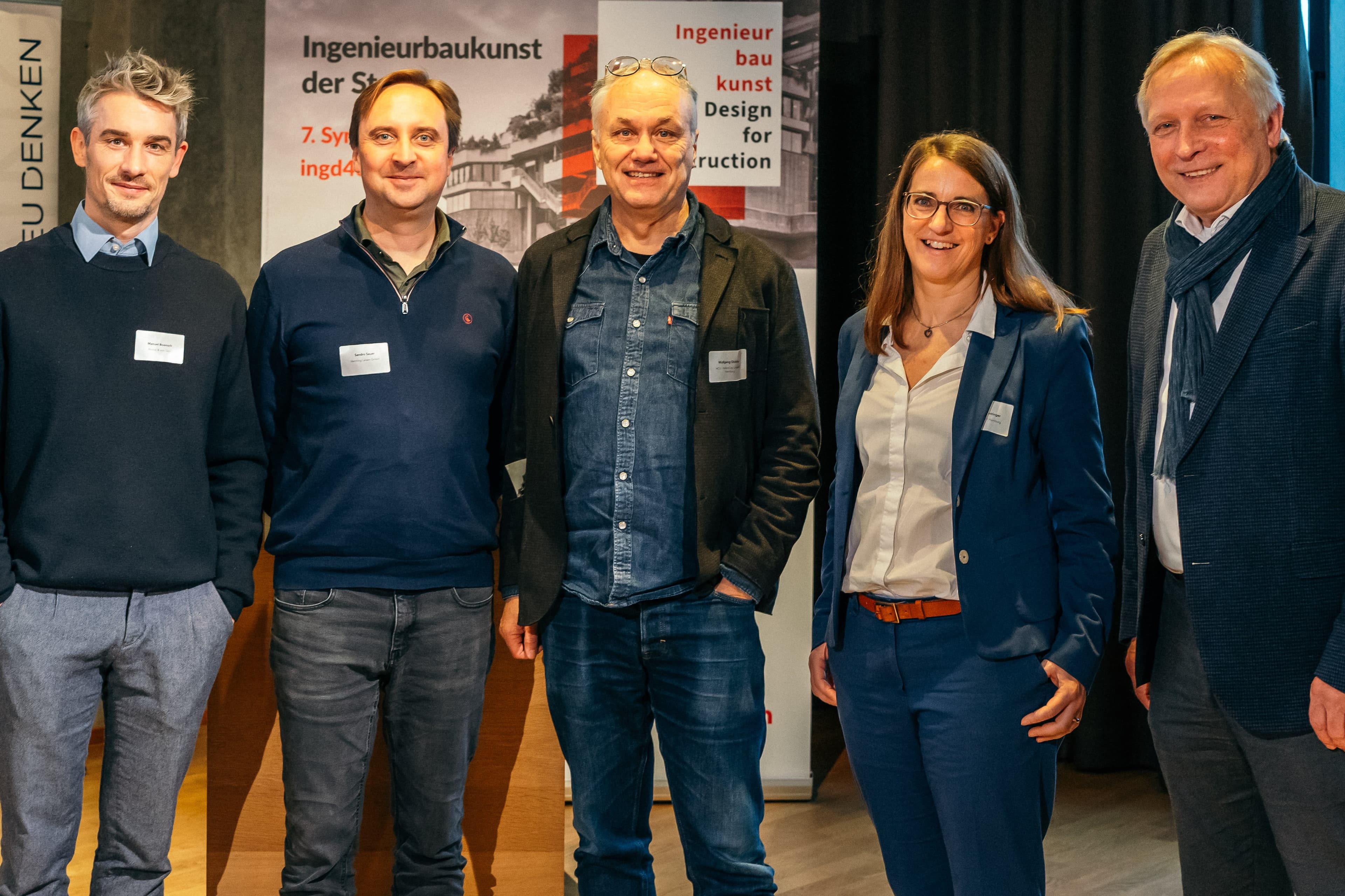 Bild 3 Manuel Boensch (Wetzel von Seht), Sandro Sauer (Henning Larsen), Prof. Wolfgang Dickhaut (HCU Hamburg), Susanne Tettinger (Sweco), Bernd von Seht