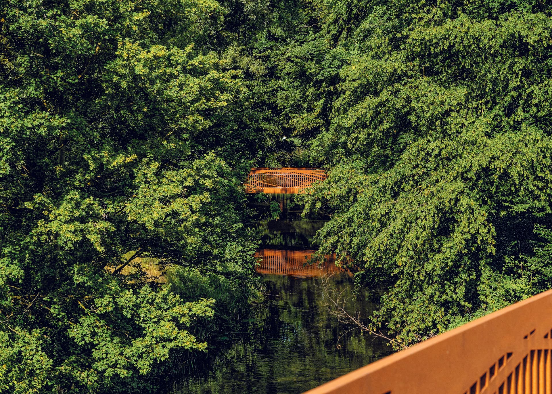 Blick auf die kurze Brücke entlang der Dalke (© Benno Schulz)